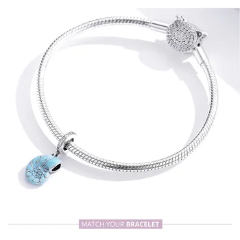Krásne modré conch Kúzlo Prívesok je vhodný pre ženy je originálny Náramok Bijoux 925 sterling silver šperky výroby