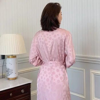 Kimono Župan Sleepwear Ženské Domáce Oblečenie S Dlhým Rukávom Ružové Oblečenie Pre Voľný Čas Intímne Bielizeň 2021 Jeseň Nový Odev Nightgown
