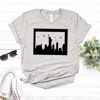 New York City Tlač Ženy tričko Bavlna Lumbálna Funny t-shirt Dar Pani Yong Dievča Top Tee Kvapka Loď ZY-465