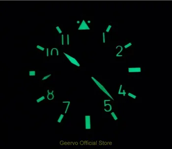 44 mm GEERVO black dial Ázijské 6497 17 šperky Mechanické Strane Vetra pohyb pánske hodinky zelený svetelný motýľ pracky 100