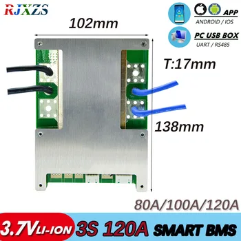Smart BMS 3S 60A/80A/100A/120A 11.1 V, Bluetooth, Lítium-Iónová PCM S UART Korešpondencia Externého programu (PC), Monitor