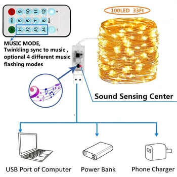 USB LED Svetlo, String Vianočný Strom Decor Svetlo String Smart Bluetooth Prispôsobiť String Vlastnú Aplikáciu Diaľkové Ovládanie Lampa Dropship
