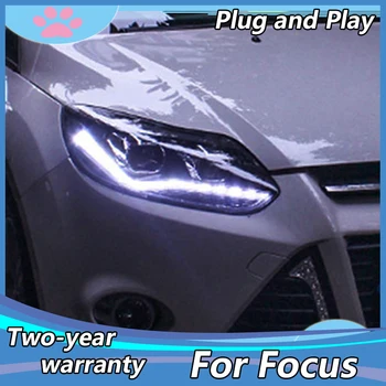 Auto Styling Vedúci svetlo Na Ford Focus 3 svetlomety 2012 2013 LED Reflektor montáž Bi-Xenon Šošovky, Dvojitý Lúč HID