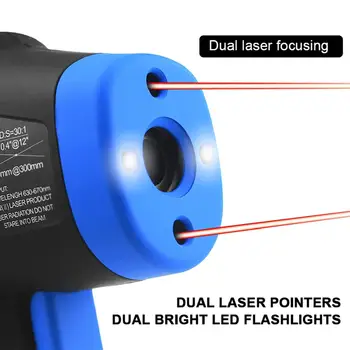 Digitálny Duálny Laserový Teplomer HOLDPEAK Non-Kontakt LCD Displeja IR (Infračervené Tester C/F Výber Pyrometer Pre tavenie Kovov