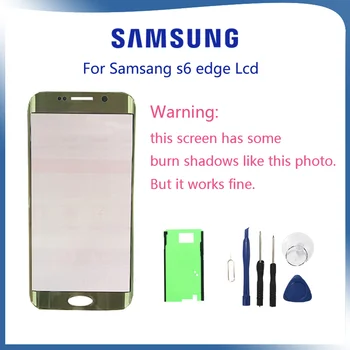 Pre Samsung Galaxy S6 Okraji G925F LCD Displej Dotykový Displej Digitalizátorom. Zhromaždenie Originálne Super Amoled Burn-in shdaow obrazovke