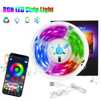 Synchronizácia hudby Farby RGB LED Pás Vstavaný Mikrofón Bluetooth App Riadenie Vianočný Strom Dekorácie Prívesok Svetlá String Svetlo