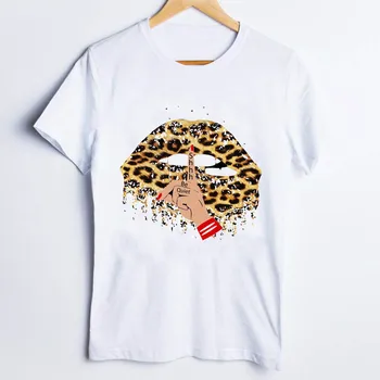 Tees pre Ženy Tlačiť Bežné Leopard Pery Sexy Zábavné 90. rokov Módne Dámske Tričko Oblečenie Lady Topy Oblečenie Žien T-Shirt