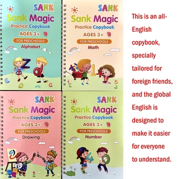 4 Knihy Vzdelávania Čísla Anglické Vydanie Maľovanie Prax Knihy Dieťa Copybook Pre Kaligrafické Písanie Deti Anglické Nápisy Hračka