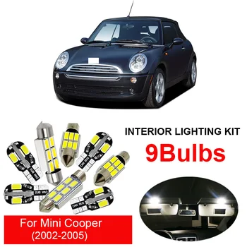 9pcs Biele LED Žiarovky Interiéru Auta Pre rok 2002 2003 2004 2005 Mini Cooper Mapu Dome špz Lampa Canbus Auto Príslušenstvo