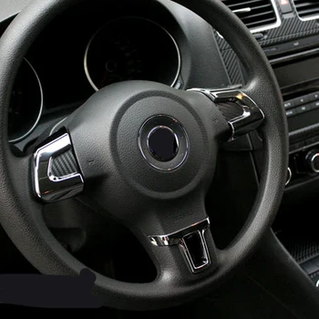 Volant Kryt Nálepky ABS Chrome Výbava Príslušenstvo Prípade pre Volkswagen VW GOLF 6 MK6 POLO, JETTA MK5 Bora Auto Styling