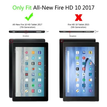 Litchi Skladacie PU Kožené puzdro Pre Amazon Kindle Fire HD 10 2017 10.1 palcový obal Na Amazon Kindle Fire HD10 2017 Prípade+Film+Pero