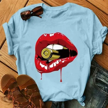 S Bullet Pery Print T Shirt Ženy Krátky Rukáv O Krk Voľné Tričko Lete Ženy Tee Tričko Topy Camisetas Mujer