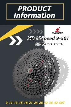 WUZEI 12 S 9-50T MTB dağ bisiklet Freewheel 537g XD Ultralight kaset 12 hız téma čierna gri volan SRAM XD k7 bisiklet parçası