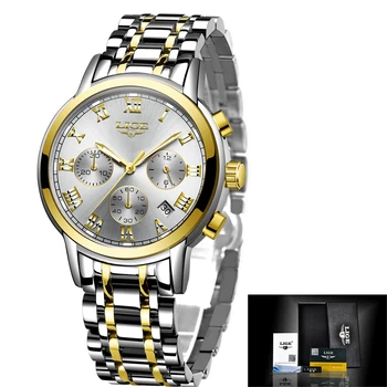 Nové LIGE dámske hodinky top značky luxusné módne oceľový pás chronograf hodinky dámy dámy quartz hodiny vodotesné Hodinky+Box