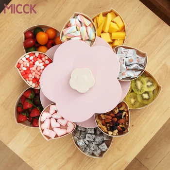 MICCK Petal-Tvar Rotujúce Snack Box Candy Zásobník na Uskladnenie Potravín Box Svadobné Koláčiky Dosky poschodové Sušené Ovocie Organizátor Skladovanie
