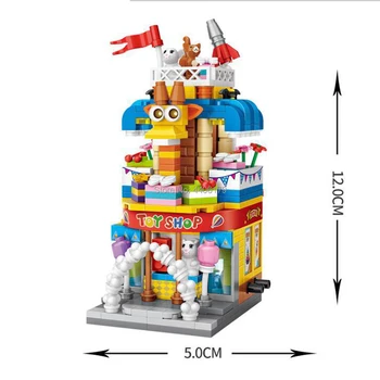Horúce lepining mesto tvorcovia Street view Orechy cukrárni Toyshop herňa mini micro diamond stavebným tehly hračky pre darček