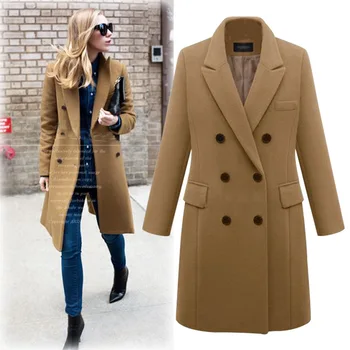 2020 Vlna Zmesi Kabát Ženy Jeseň Zima Dlhý Elegantný Kabát Ženy Voľné Teplé Dlhý Rukáv Vlnené Kabát Manteau Femme Plus Veľkosť