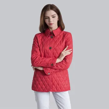 Kvalitné Ženy Vrchné Oblečenie 2019 Jeseň Zima Nové Rhombic Prešívaný Bavlnené Oblečenie Tri Vrstvy Teplé Krátka Srsť Voľne Žijúcich Lady Parkas Cw673