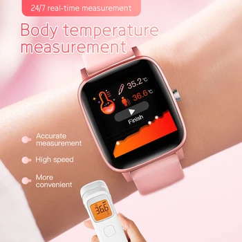 BYMUSE T98 Smart Hodinky Mužov 2020 Teplotu, Krvný Tlak, tep Srdca Fitness Tracker Ženy Bluetooth Smartwatch pre iOS a Android