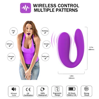 U Dildo Vibrátor 10 Rýchlosť Dual Motorové Vibračné G-spot Vibrátor Strapon Análny Vibrátor Klitorálny Stimulátor Dospelých sexuálnu Hračku pre Wome