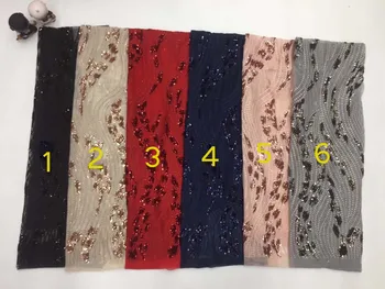 2019 najnovšie farby Pleti flitrami francúzskej čipky tkaniny vysokej kvality nigérijský tylu čipky textílie pre luxusné večerné šaty DYS117