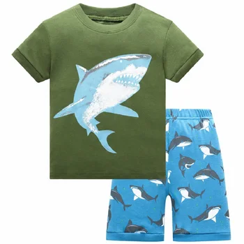 Veľkoobchod 2ks/veľa 2020 Letný Detský Baby Chlapci Sleepwear krátke Bavlnené Pyžamá PJS Deti Pijamas Nastaviť