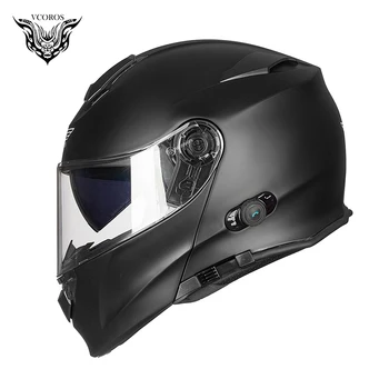Vcoros Modulárny BlueTooth Flip Up Motocycle Prilba S Priedušná Podšívka Automaticky Systém capacete de motocicleta