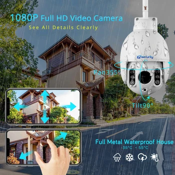 1080P Wifi IP PTZ Kamery 5X Optický Zoom Humanoidný Sledovania Vonkajšie Kovové Wireless Speed Dome Audio Svetlo CCTV kamerový