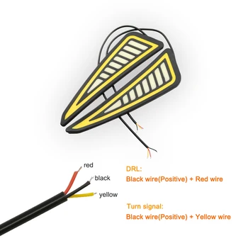 YCCPAUTO Auto Styling DRL Svetlá pre Denné svietenie Jazdy Trojuholník Pruhom Biela Žltá Dual Color Nepremokavé KLASU Svetla, 2KS