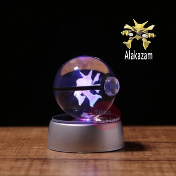 Alakazam Pokeball Rytie Kolo Crystal S Black Line Pekné Módne 50mm*50mm Loptu S LED Base Crystal Base