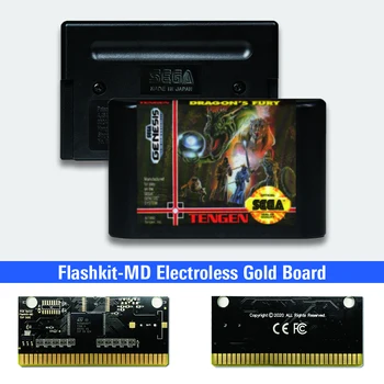 Dragon ' s Fury - USA Štítok Flashkit MD Electroless Zlato PCB Karty pre Sega Genesis Megadrive Video Herné Konzoly
