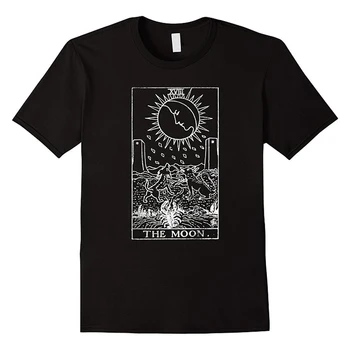 Čierne Tričko XVII Mesiac Tarot Karty Gotický Harajuku Vintage Dizajn Ženy Muži Unisex Tričko Topy Grunge Edgy Ženy Oblečenie