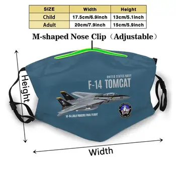 F - 14 Tomcat - Jolly Roger Tlač Tvár, Ústa Maska Módne Proti Prachom Maska Unisex Pre Mužov, Ženy, Deti Grumman F 14