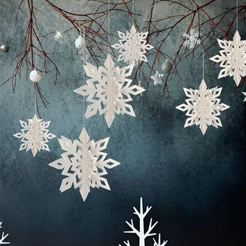 Duté Snowflake Papier Garland Nový Rok Ozdoby Navidad 2020 Vianočné Ozdoby Noel Natal, vianočné dekorácie hviezda