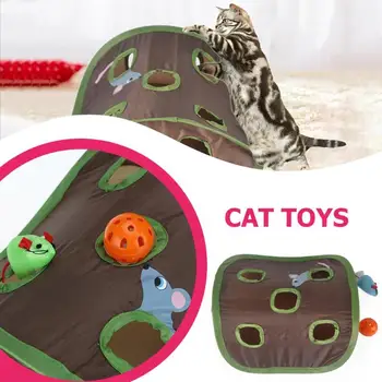 Hračiek pre mačky Cat Hrať Tunel Mačka Myšami Bell Stan Hračka s 9 Jamiek Pet Skryť Skladacia Tunel Interaktívne Hračky, chovateľské potreby
