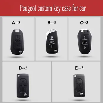 Originálne kožené kľúča vozidla prípade Peugeot 301new 308 408 508 2008 3008 4008 Peugeot 5008 LOGO zliatiny Zinku Tlačidlo Krúžky kovové KeyRings