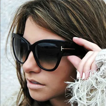 2020 zbrusu nový Tom dámske slnečné okuliare luxusné designer t módne black cat eye slnečné okuliare nadrozmerné ženské okuliare UV