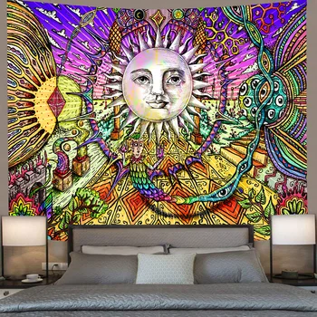 Farba 3d Sun Moon Mandala Gobelín Stene Visí Tretie Nástenné Gobelíny Hippie Nástenné Koberce Koľaji Dekor Psychedelic Gobelín