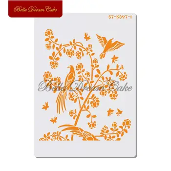 2ks/set Vtákov&Flower Tortu Vzorkovníka Chinoiserie Stenu, Šablóny pre DIY Domova Scrapbooking Maľba Kresba Šablóny Šablóny