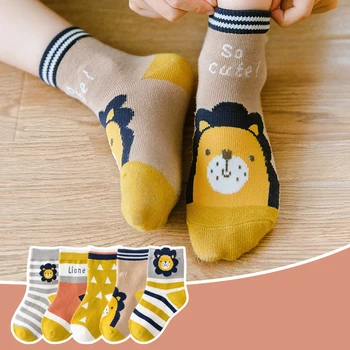 5 Pair/Veľa Detí Bavlnené Ponožky Chlapec Dievča Dieťa Roztomilý Kreslený Módne Mäkké Teplé Ponožky Pre Mladistvých 1-12Y Jeseň Zima Kawaii Deti CN