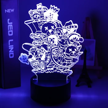 Anime JEDEN KUS Tisíc Slnečné Lode Modelu Deti Nočné Svetlo pre Spálňa Decor Light Cool Darček pre Dieťa Štúdia Miestnosť, stolná Lampa 3d