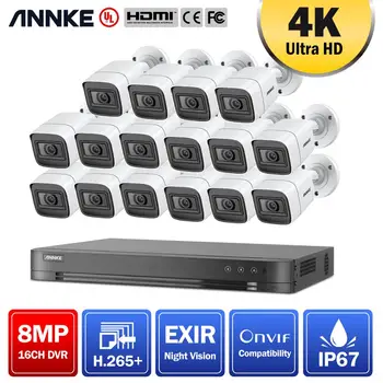 ANNKE 4K Ultra HD Video Bezpečnostný Systém 16CH 8MP H. 265+ DVR S 16PCS 8MP Vonkajšie Poveternostným vplyvom Kamery CCTV Auta