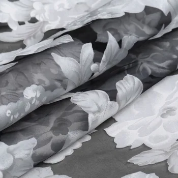 LEO&LIN Organza Výšivky Pohľadu Rezané Kvety Hodváb Surového Hodvábu Žakárové Imitácia Hodvábu Textílie Materiál Super Krása