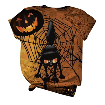 2020 Halloween Vytlačené dámske tričko Krátke Rukávy košele S okolo Krku t tričko pre ženy oblečenie camisetas mujer топ