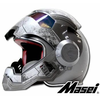 NOVÉ Šedé MASEI IRONMAN Iron Man prilbu na motocykel prilba retro pol prilba otvoriť tvár prilba 610 ABS 