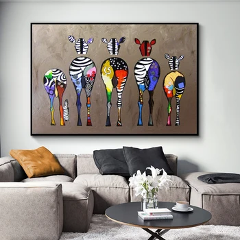 Farebné Zebra Plátno Maliarske Umenie Plagáty a Vytlačí Umenie Abstraktné Zebra Zvieratá Wall Art Obrázok pre Obývacia Izba Dekor Cuadros