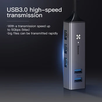 Baseus Multi USB, C ROZBOČOVAČ na USB 3.0 USB3. 0 Typ C HUB Rozbočovač Pre Macbook Pro Air Viacero Port USB-Typ C-C, USB HUB OBYVATEĽOV Adaptér