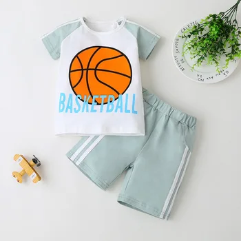Deti Baby Boy Šaty Nastaviť 2020 Lete Batoľa, Krátky Rukáv, Basketbal, Futbal, O-neck T-shirt Šortky Oblečenie Oblečenie 2ks