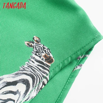 Tangada 2020 jeseň ženy nadrozmerné zviera tlače zelené tričko chic žena príležitostné voľné tričko blúzky 3H902