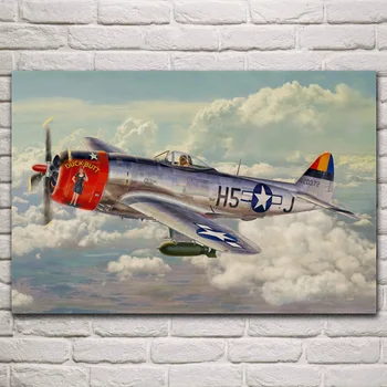 P 47 thunderbolt ww2 letecká bitka lietadla vojny umenie obývacia izba dekor domov umeleckou výzdobou drevený rám textílie plagát KN175